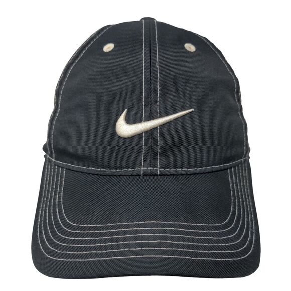 Nike Golf Swoosh Strapback Hat Black One Size Embroidered Adjustable - Picture 1 of 7
